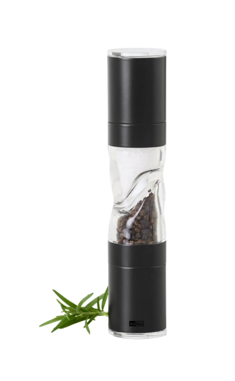 AdHoc DuoMill Pure Salt & Pepper Mill – Black Stainless Steel/Acrylic