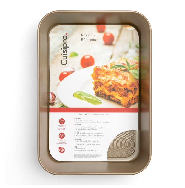 Cuisipro Roasting Pan – Large, Carbon Steel, 15.5" x 11" x 3" / 40 x 28 x 7.5 cm Cuisipro by Kitchen Niche