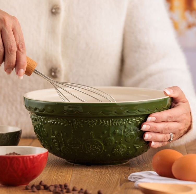 Mason Cash Deck The Halls Mixing Bowl 9.75-Inch Green