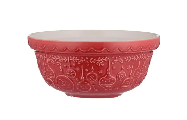Mason Cash Deck The Halls Mixing Bowl 8.25-Inch Red