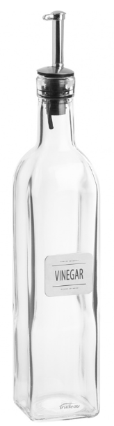 Trudeau Vinegar Bottle with Metal Plate Trudeau by Kitchen Niche