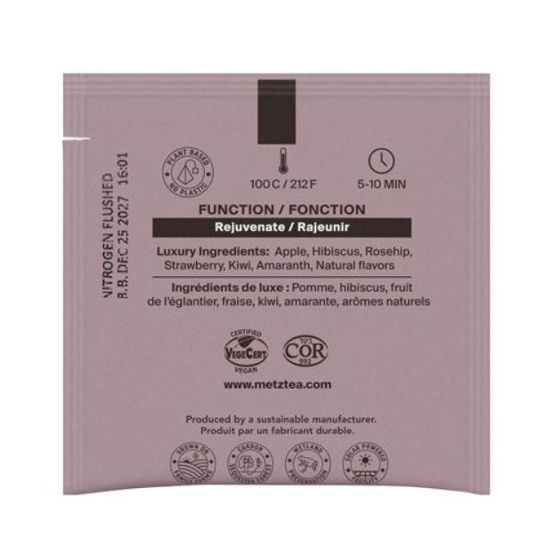 Metropolitan Tea Metz Strawberry Kiwi Tea – Box of 25 Teabags