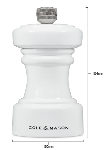 Cole & Mason The Hoxton Salt Mill – White Gloss – 4.2" / 10.5 cm by Kitchen Niche