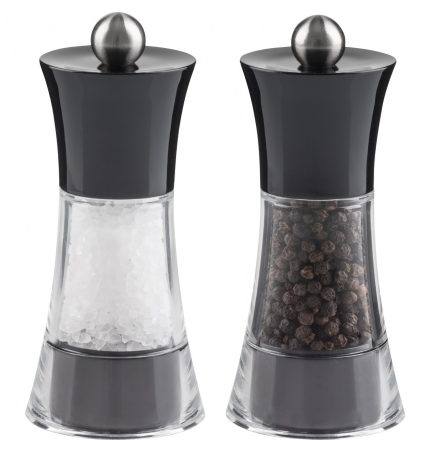 Trudeau Fiesta Salt &amp; Pepper Mill Set Black 5" Trudeau by Kitchen Niche