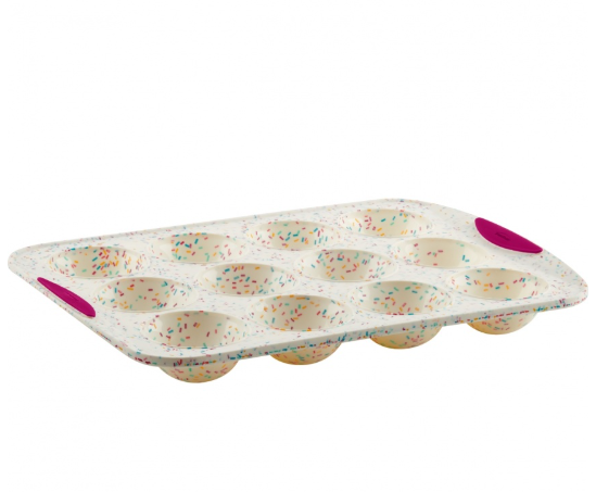 Trudeau Silicone Dome Baking Pan – Confetti Fuchsia – 12-Cavity Trudeau by Kitchen Niche