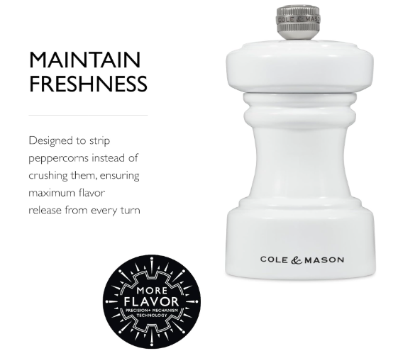 Cole & Mason The Hoxton Pepper Mill – White Gloss – 4.2" / 10.5 cm by Kitchen Niche