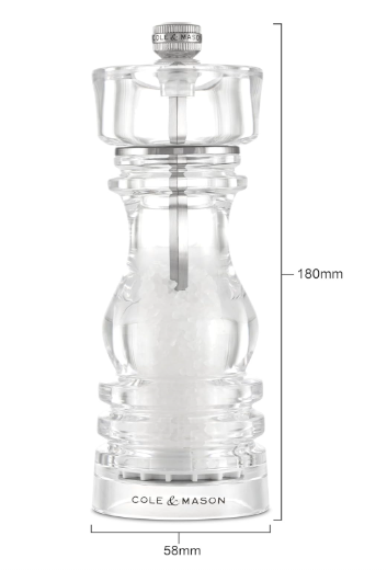 Cole & Mason The London Collection Salt Mill – Acrylic – 7" / 18 cm by Kitchen Niche