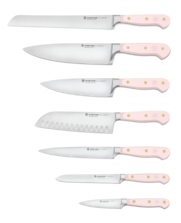 Wüsthof Classic Pink Himalayan Salt Designer White Knife Block Set – 8-pcs. Wusthof by Kitchen Niche