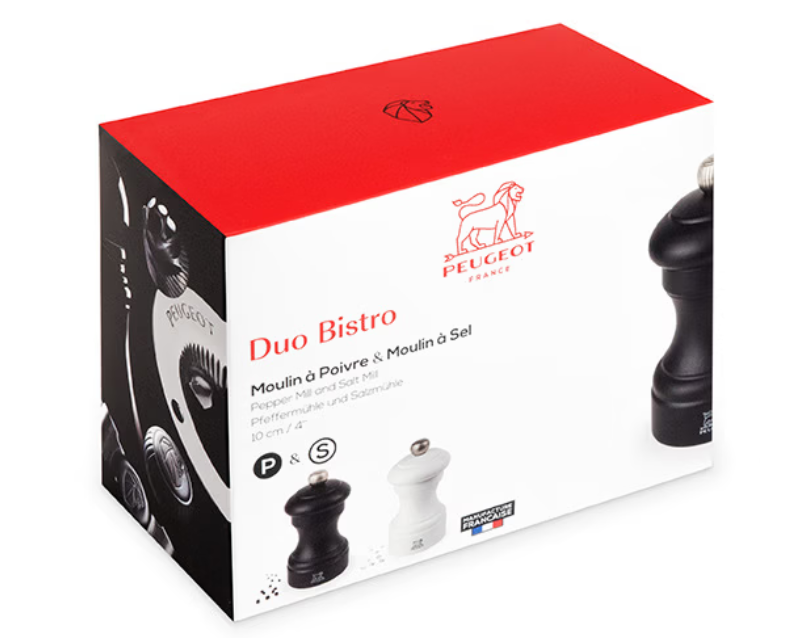 Peugeot Bistro Black Pepper & White Salt Mill Set by Kitchen Niche