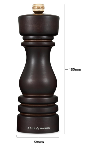 Cole & Mason The London Collection Pepper Mill – Chocolate Wood – 7" / 18 cm by Kitchen Niche
