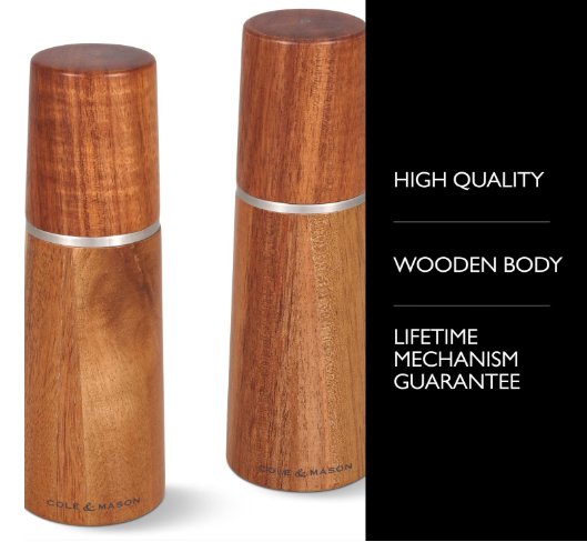 Cole & Mason Marlow Acacia Wood Mill Gift Set, 18 cm / 7" by Kitchen Niche