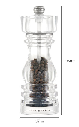 Cole & Mason The London Collection Pepper Mill – Acrylic – 7" / 18 cm by Kitchen Niche