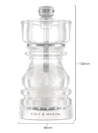 Cole & Mason The London Collection Salt Mill – Acrylic – 5" / 13 cm by Kitchen Niche