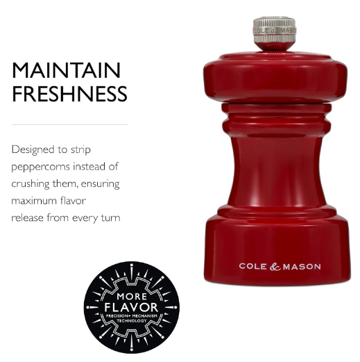 Cole & Mason The Hoxton Salt Mill – Red Gloss – 4.2" / 10.5 cm by Kitchen Niche