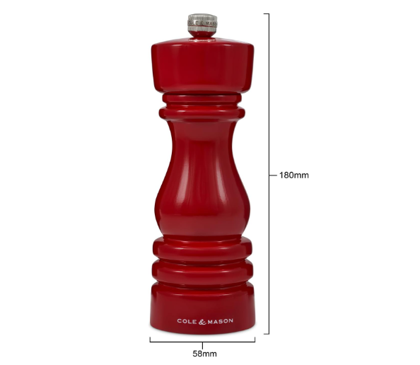 Cole & Mason The London Collection Salt Mill – Red Gloss – 7" / 18 cm by Kitchen Niche