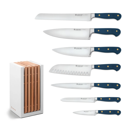 Wüsthof Classic Wild Blueberry Designer White Knife Block Set – 8-pcs. Wusthof by Kitchen Niche