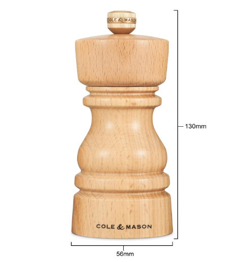 Cole & Mason The London Collection Pepper Mill – Natural Beech – 5" / 13 cm by Kitchen Niche