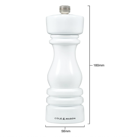Cole & Mason The London Collection Salt Mill – White Gloss – 7" / 18 cm by Kitchen Niche