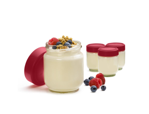 Cuisipro Leak-Proof Glass Jars – 4 pc / Set, 160 ml / 5.4 oz, Red Cuisipro by Kitchen Niche