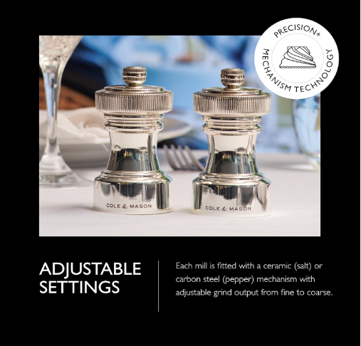Cole & Mason The Hoxton Salt & Pepper Mill Gift Set – Silver Plated – 4.2" / 10.5 cm by Kitchen Niche