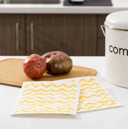 Cuisipro Reusable Eco Cleaning Cloth – Small 20 x 17 x 0.2 cm / 7.87 x 6.7" – Yellow Stripe Cuisipro by Kitchen Niche