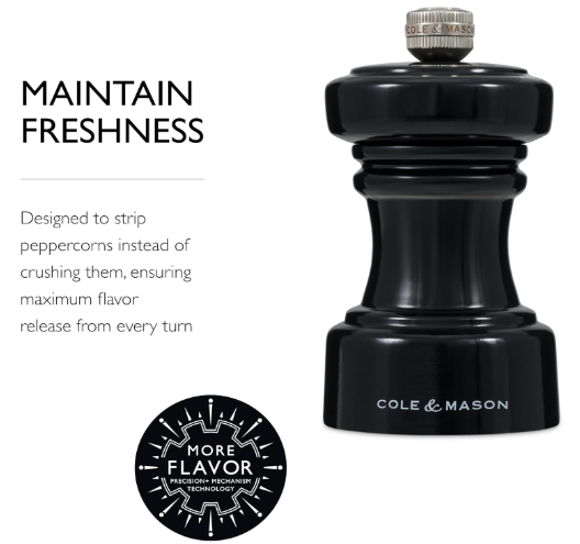 Cole & Mason The Hoxton Pepper Mill – Black Gloss – 4.2" / 10.5 cm by Kitchen Niche
