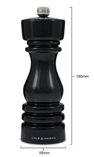 Cole & Mason The London Collection Pepper Mill – Black Gloss – 7" / 18 cm by Kitchen Niche