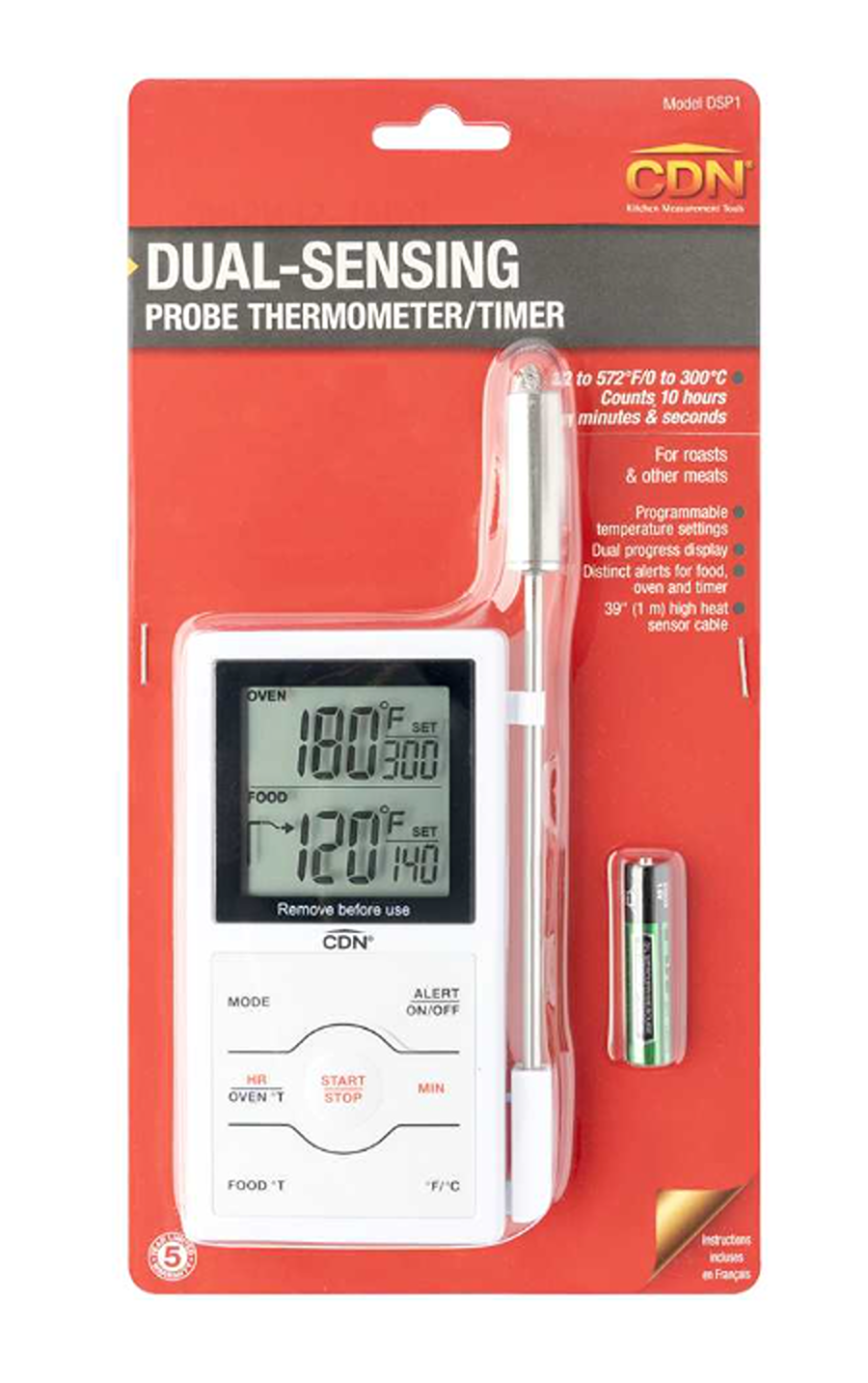 CDN Dual Probe Oven Thermometer Timer - White