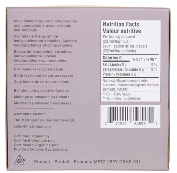 Metropolitan Tea Metz Organic Berry Berry Tea – Box of 25 Teabags