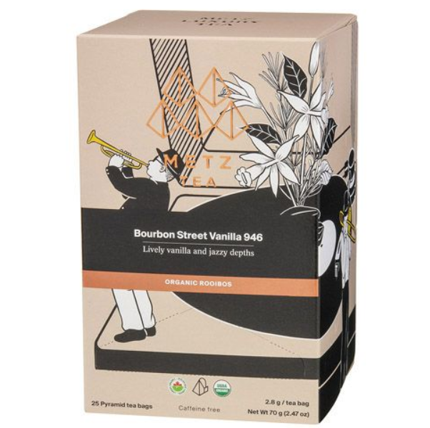 Metropolitan Tea Metz Organic Bourbon Street Vanilla Tea – Box of 25 Teabags