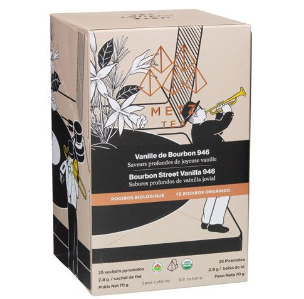 Metropolitan Tea Metz Organic Bourbon Street Vanilla Tea – Box of 25 Teabags