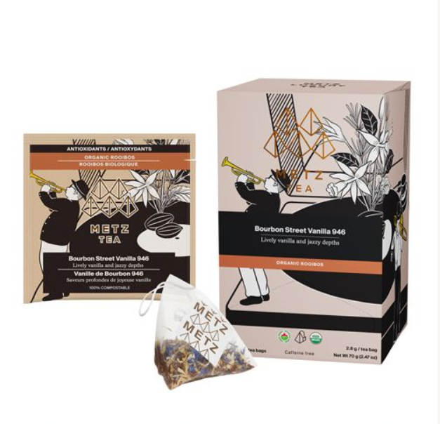 Metropolitan Tea Metz Organic Bourbon Street Vanilla Tea – Box of 25 Teabags