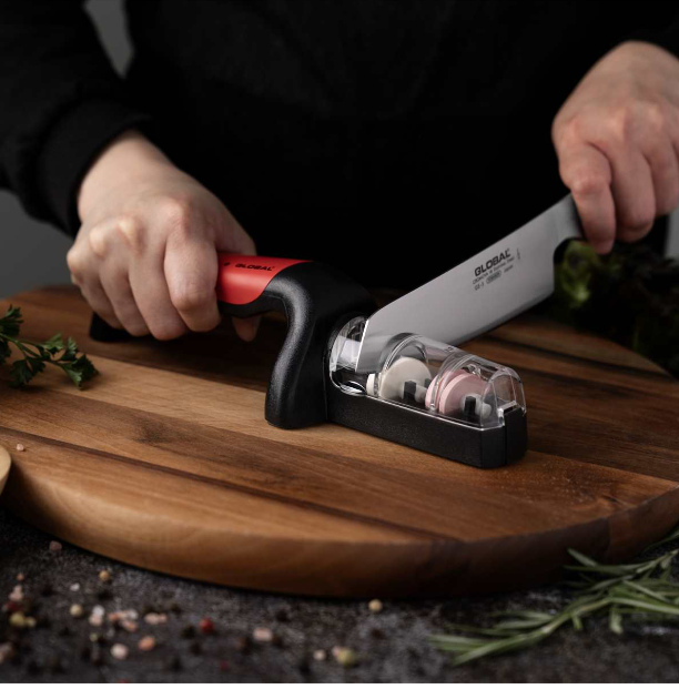 Global Water Sharpener Red Handle w/Black Dots Global by Kitchen Niche