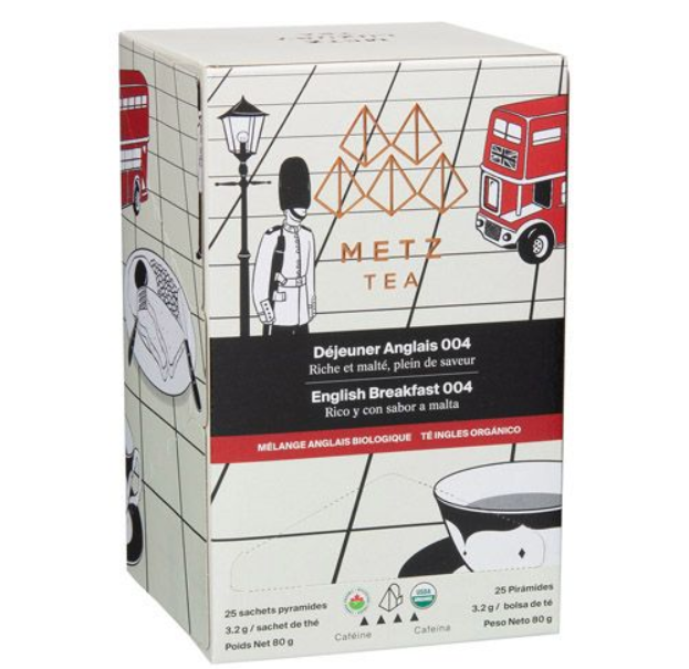 Metropolitan Tea Metz Organic English Breakfast Tea – Box of 25 Teabags