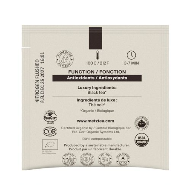 Metropolitan Tea Metz Organic English Breakfast Tea – Box of 25 Teabags