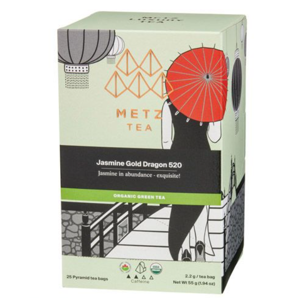 Metropolitan Tea Metz Organic Jasmine Gold Dragon Tea – Box of 25 Teabags