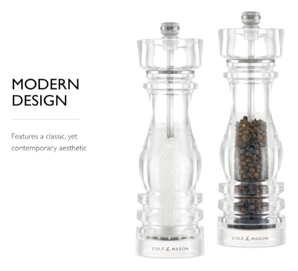 Cole & Mason The London Collection Salt & Pepper Mill Gift Set – Acrylic – 11" / 30 cm by Kitchen Niche