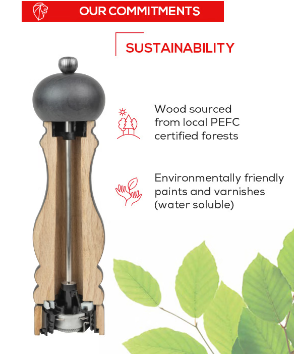 Peugeot Boreal Manual Pepper Mill – Fern Green Beechwood – 12 cm
