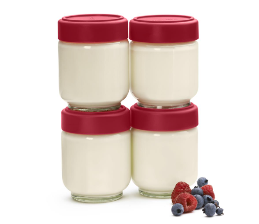 Cuisipro Leak-Proof Glass Jars – 4 pc / Set, 160 ml / 5.4 oz, Red Cuisipro by Kitchen Niche