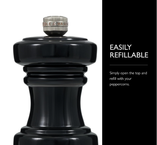 Cole & Mason The Hoxton Pepper Mill – Black Gloss – 4.2" / 10.5 cm by Kitchen Niche