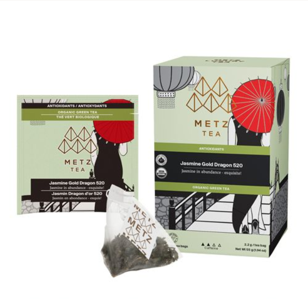 Metropolitan Tea Metz Organic Jasmine Gold Dragon Tea – Box of 25 Teabags