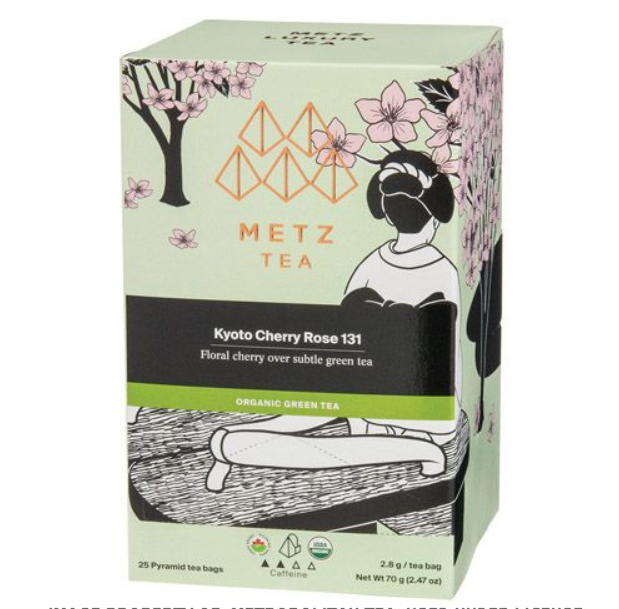 Metropolitan Tea Metz Organic Kyoto Cherry Rose Tea – Box of 25 Teabags