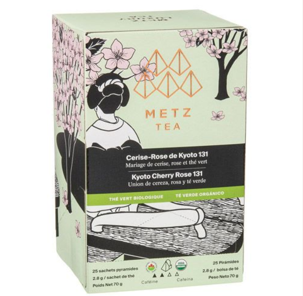 Metropolitan Tea Metz Organic Kyoto Cherry Rose Tea – Box of 25 Teabags