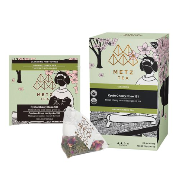 Metropolitan Tea Metz Organic Kyoto Cherry Rose Tea – Box of 25 Teabags
