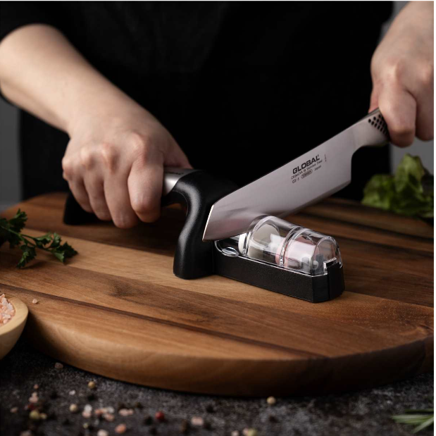 Global Water Sharpener Stainless Handle w/Black Dots Global by Kitchen Niche