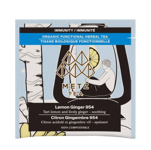 Metropolitan Tea Metz Organic Lemon Ginger Tea – Box of 25 Teabags