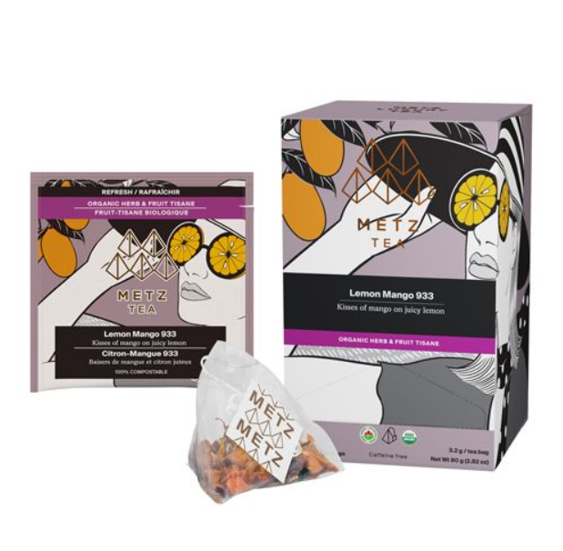 Metropolitan Tea Metz Organic Lemon Mango Tea – Box of 25 Teabags