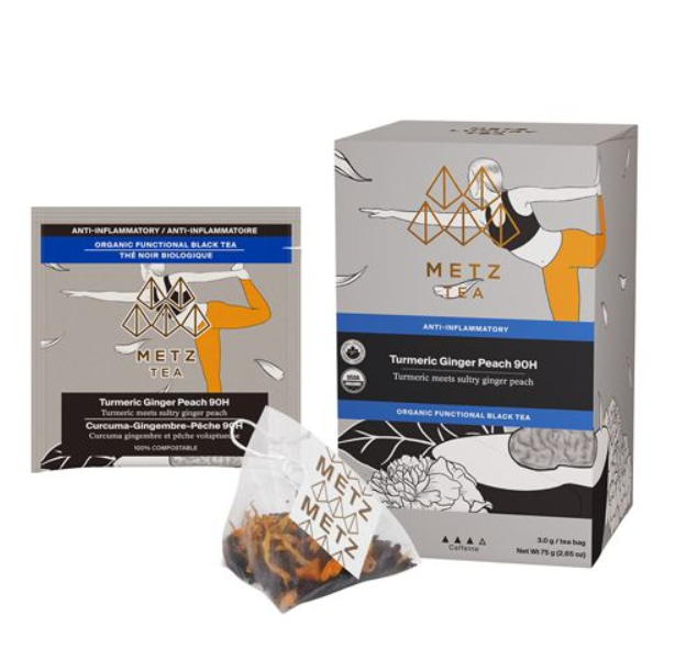 Metropolitan Tea Metz Organic Turmeric Ginger Peach Tea – Box of 25 Teabags