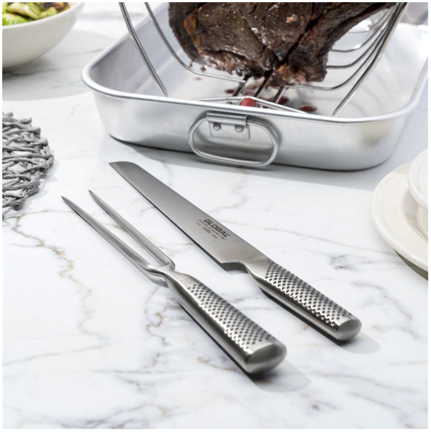 Global Carving Fork 36cm / 14" Straight Edge Forged Global by Kitchen Niche