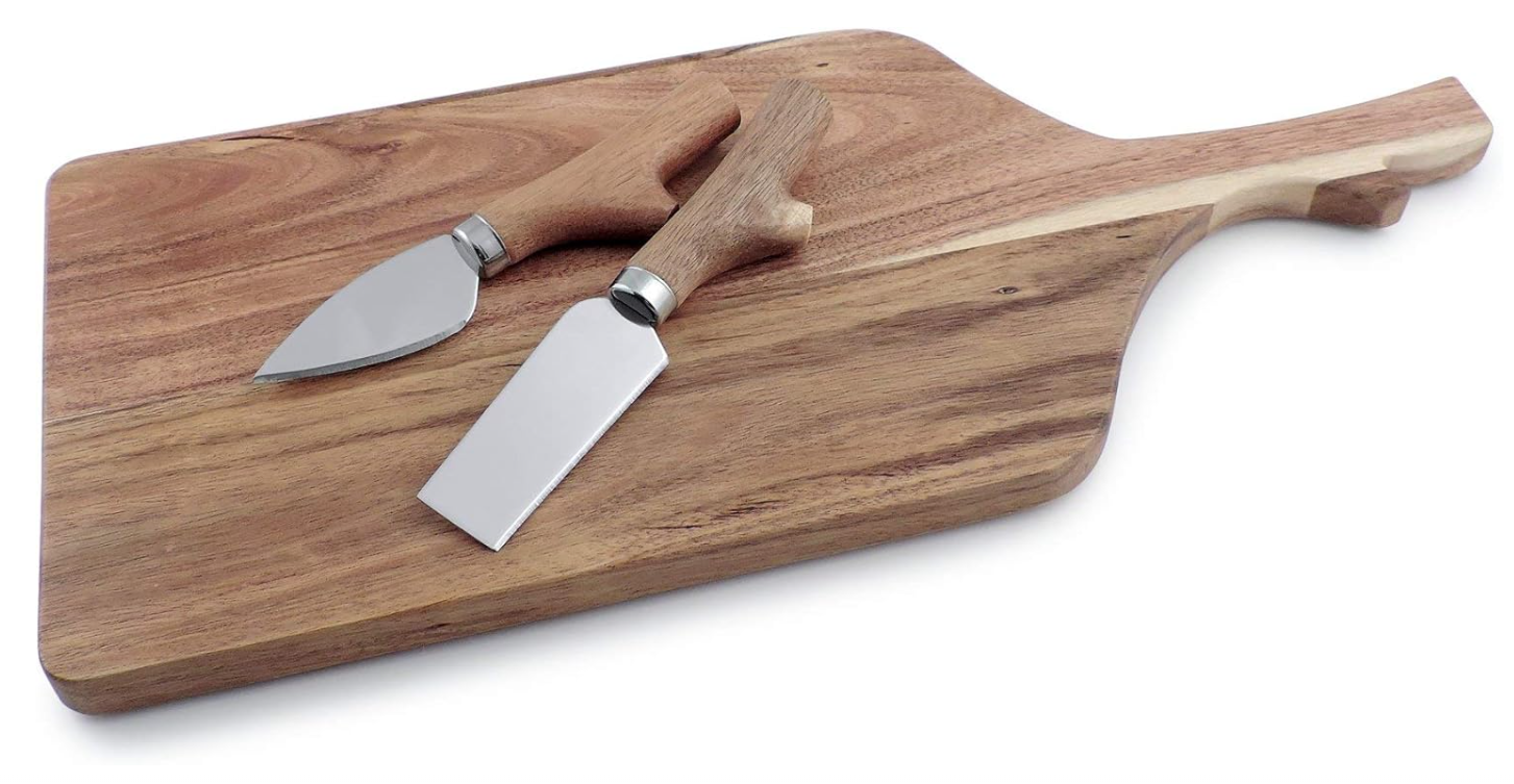 Swissmar 3-Piece Acacia Paddle Board & Knife Set